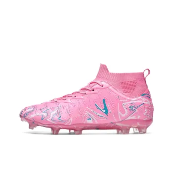 Binary FG Rubber Long Studs Cushioning Abrasion Resistant Lightweight Slip Resistant Soccer Shoes Unisex Rose Pink