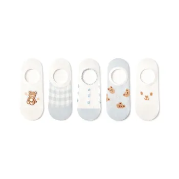 Primeet No Show Socks Women's 5 Pack Cute Bear