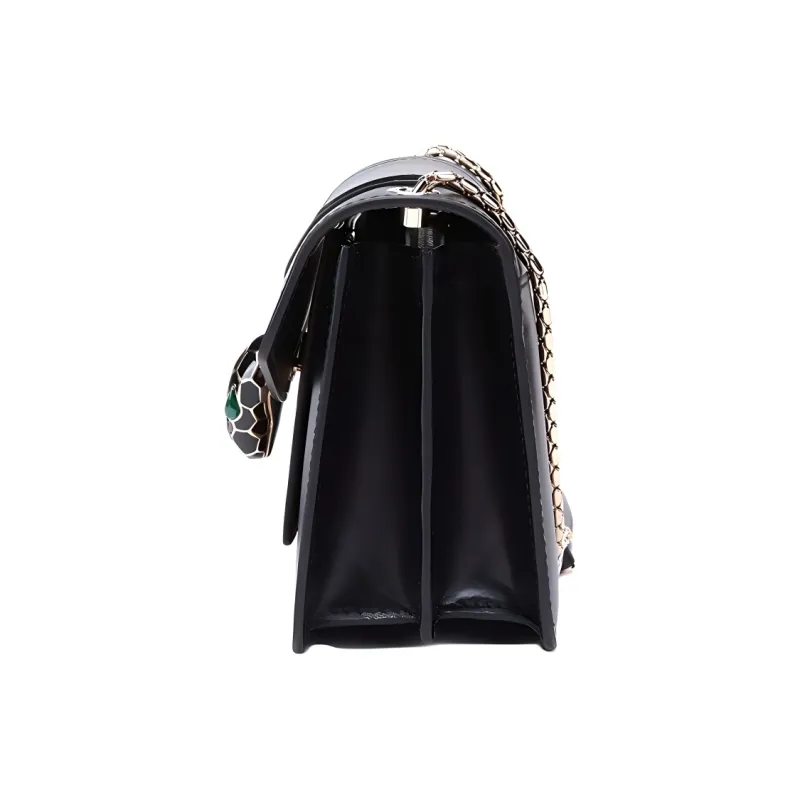 BVLGARI Serpenti Forever Series Cow Leather Crossbody Bag, Shoulder Bag Women's Black-3