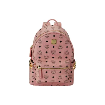 MCM Artificial Leather Backpack Small Size Unisex Peachy Pink