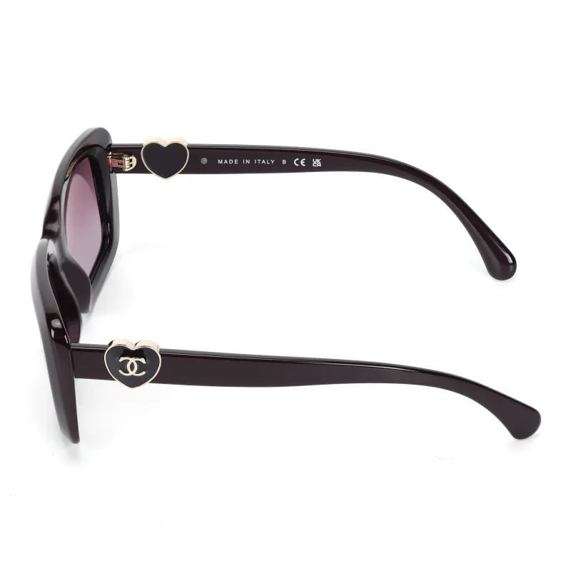 CHANEL Acetate Square Sunglasses Women's Red-3