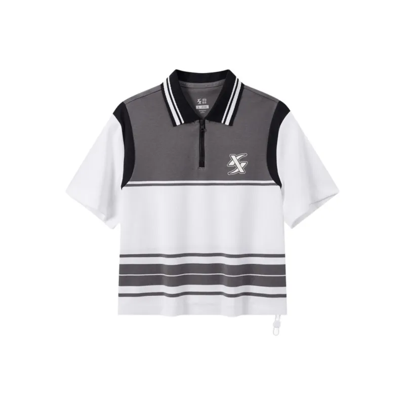 XTEP Polo Shirt Women's Oyster Gray/Pearl White-0