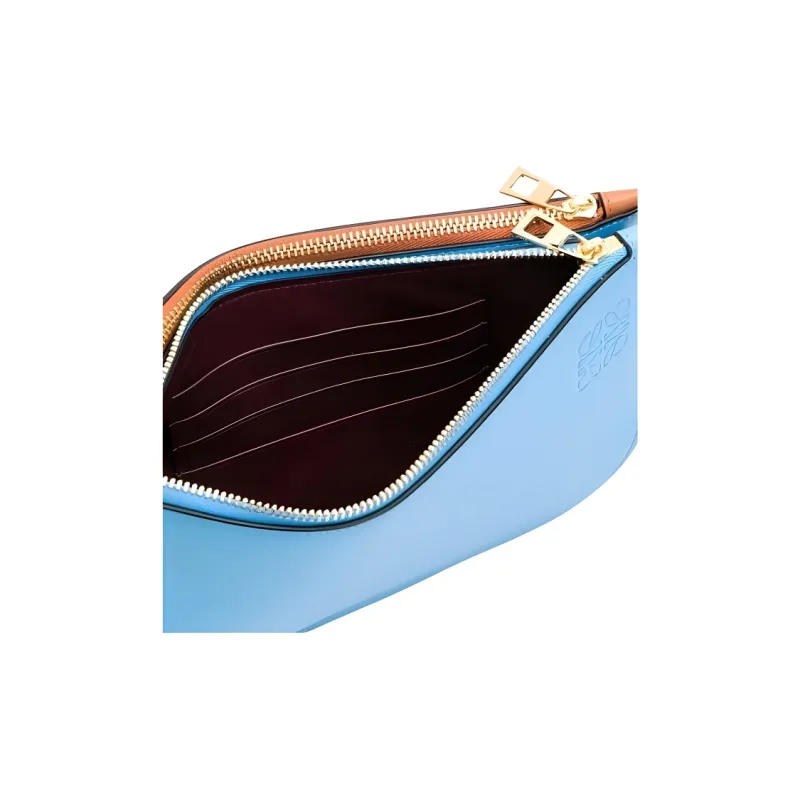 LOEWE Gate Soft Calfskin Crossbody Bag Shoulder Bag Women's Blue & Caramel-3
