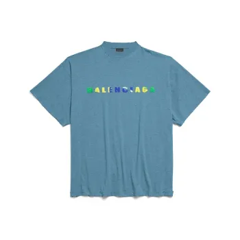 Balenciaga T Shirt Loose Fit Men's Blue Gray