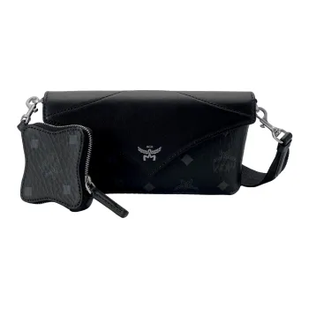 MCM Artificial Leather One Shoulder Crossbody Clutch Trumpets Unisex Black