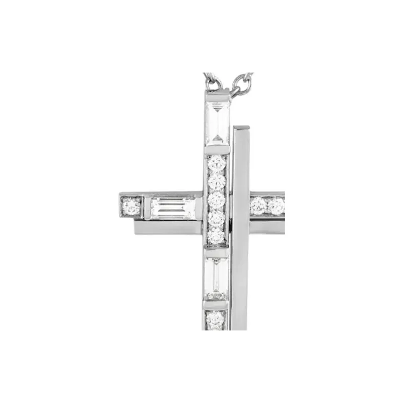 HARRY WINSTON Pre owned Platinum Diamond Cross pendant Necklace-1
