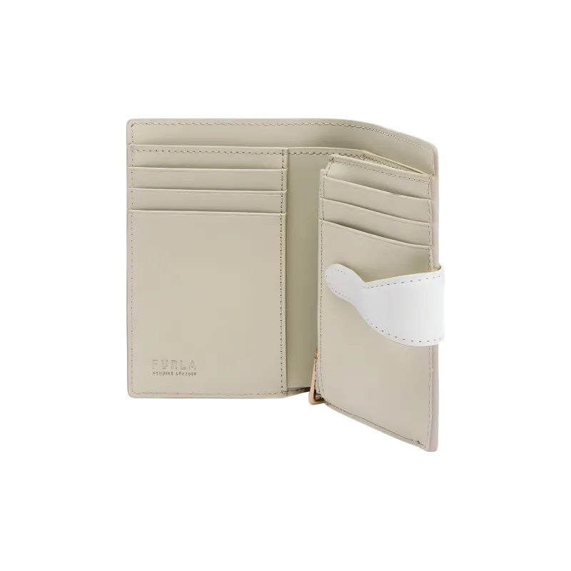 Furla Sofia Grainy Leather Card Holder Clutch Wallet Medium Size Women's Gray-2