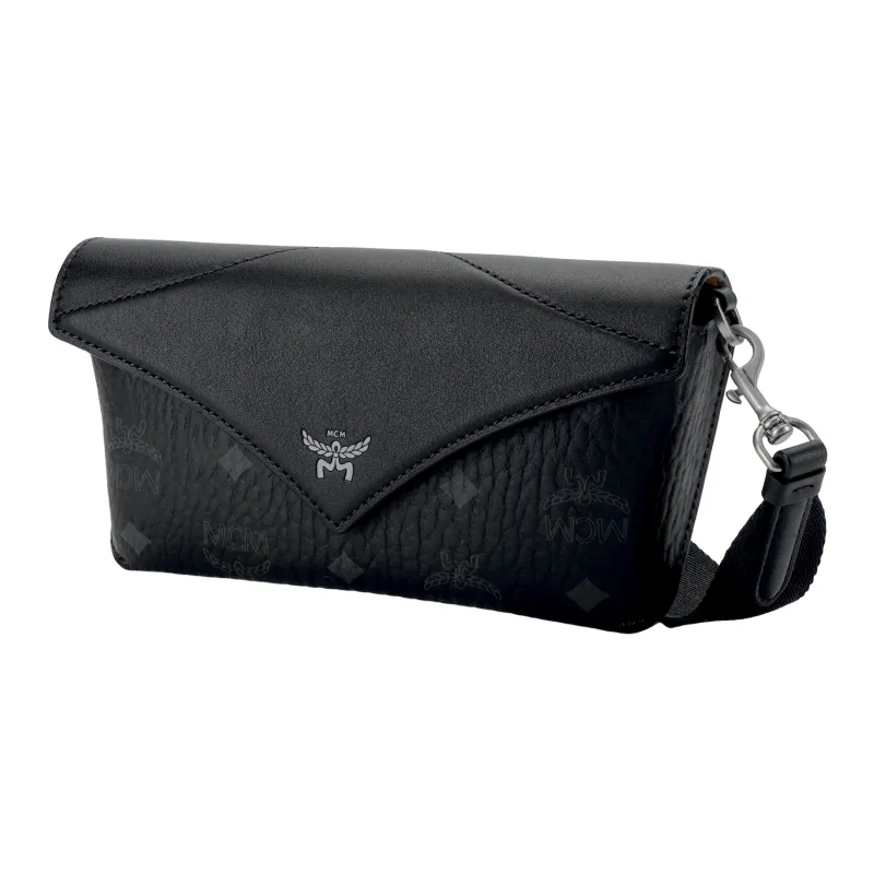 MCM Artificial Leather One Shoulder Crossbody Clutch Trumpets Unisex Black-1
