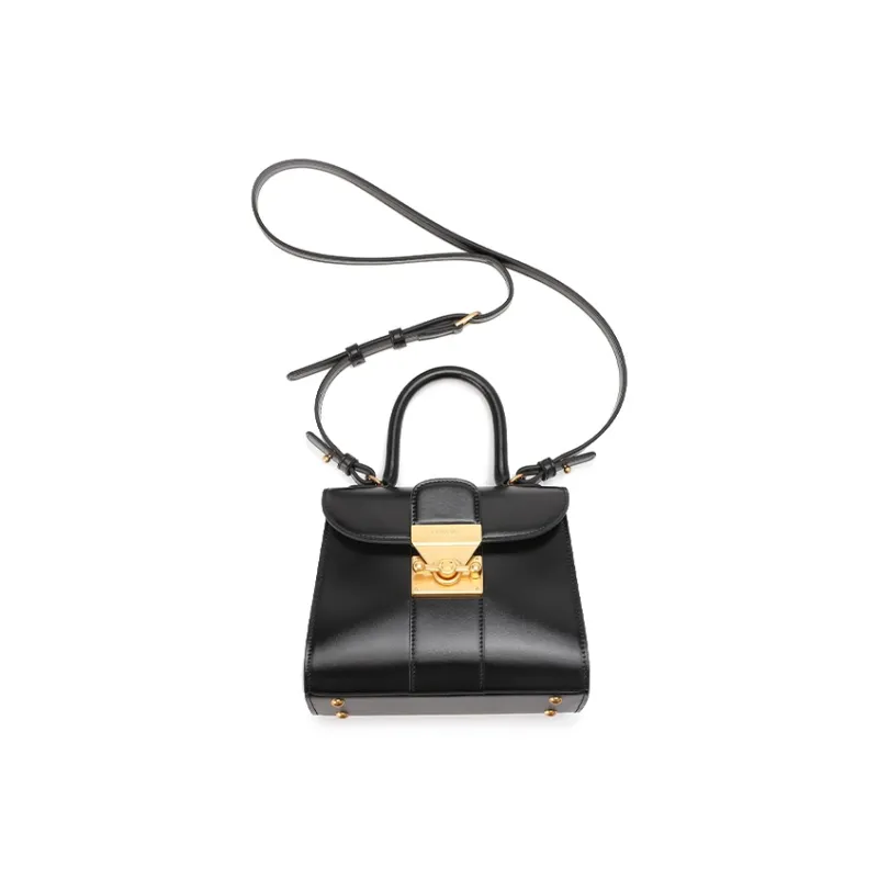 Clannad Cow Leather Shoulder Bag, Crossbody Bag, Handbag Small Size Women's Black-4