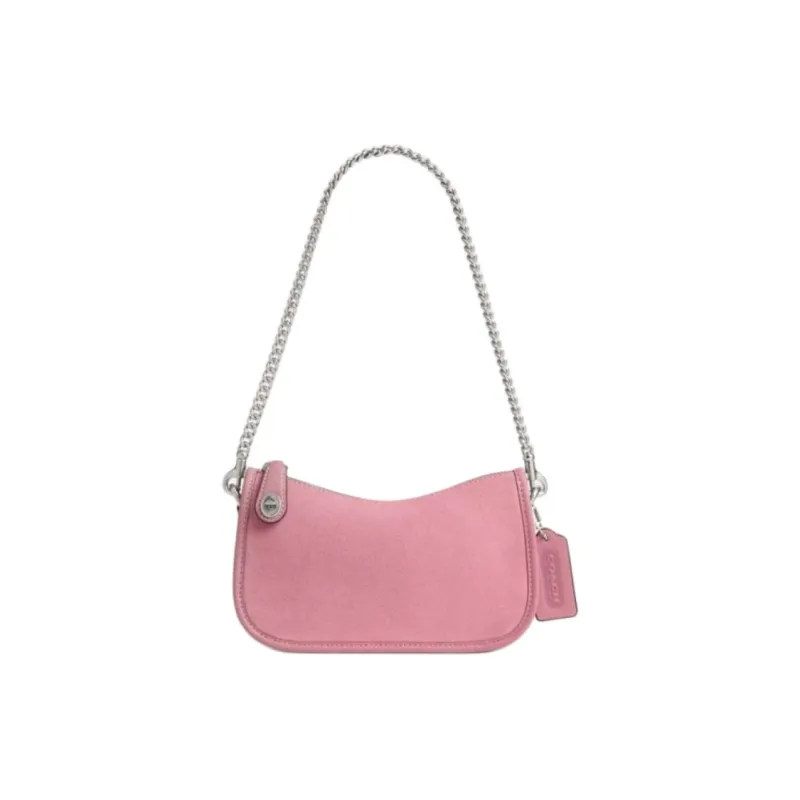 COACH Swinger Split Cow Leather Handbag, Shoulder Bag Trumpets Women's True Pink-0