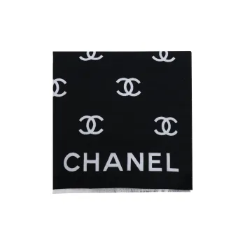 CHANEL Wool Shawls Unisex Black/Purple/Gray