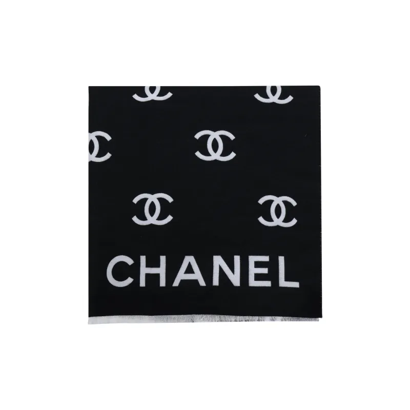 CHANEL Wool Shawls Unisex Black/Purple/Gray-0