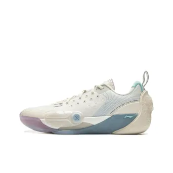 LiNing Abrasion Resistant Slip Resistant Low Top Basketball Shoes Men's White Blue