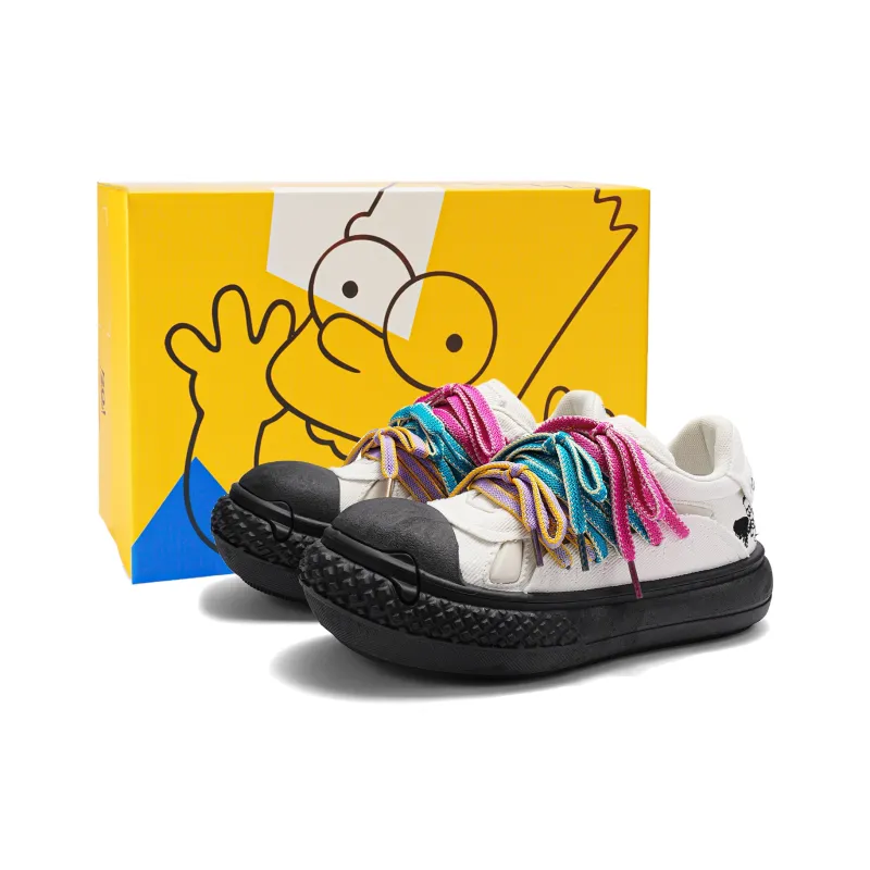 The Simpsons Canvas Shoes Unisex Low Top Black/Vanilla Ecru/Beige Black-12