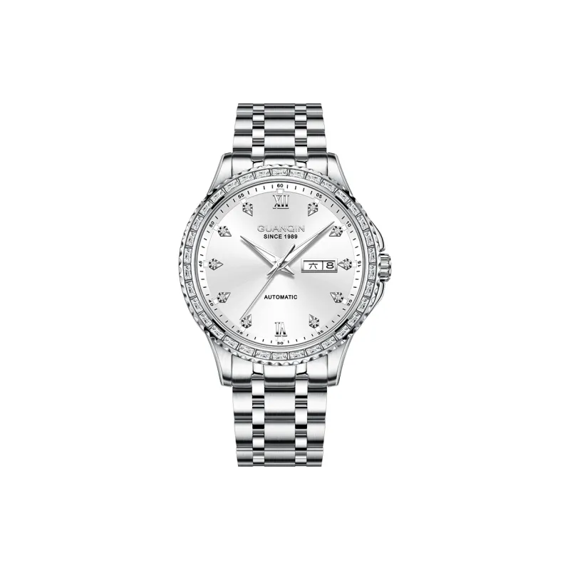 GUANQIN Automatic Mechanical Movement Stainless Steel Watchband Watch Men's Watches Black Dial-6