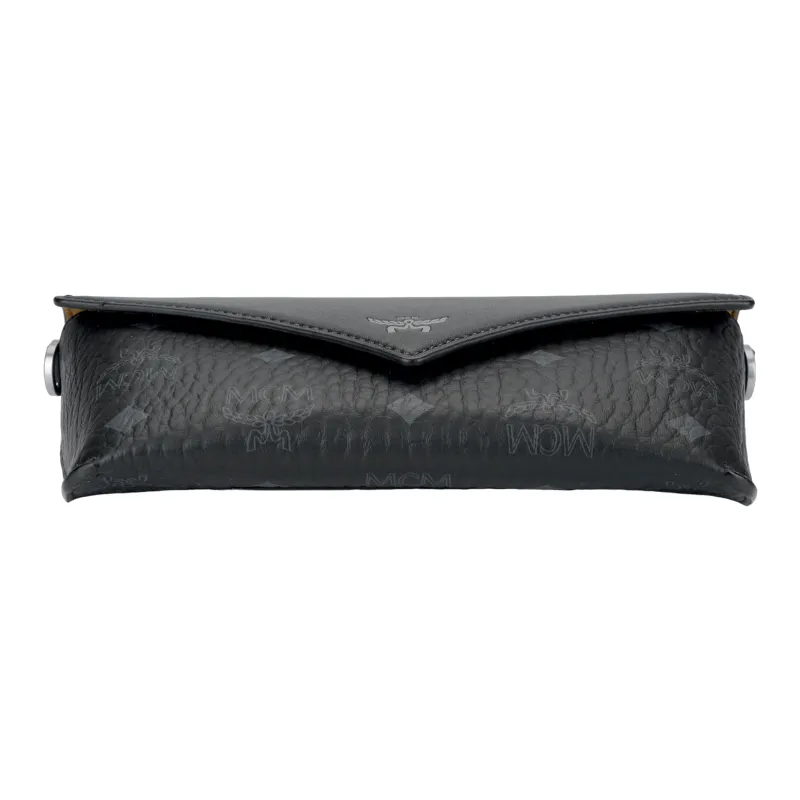 MCM Artificial Leather One Shoulder Crossbody Clutch Trumpets Unisex Black-3