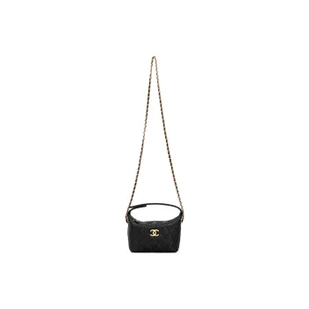 CHANEL Cow Leather Handbag Women's Black