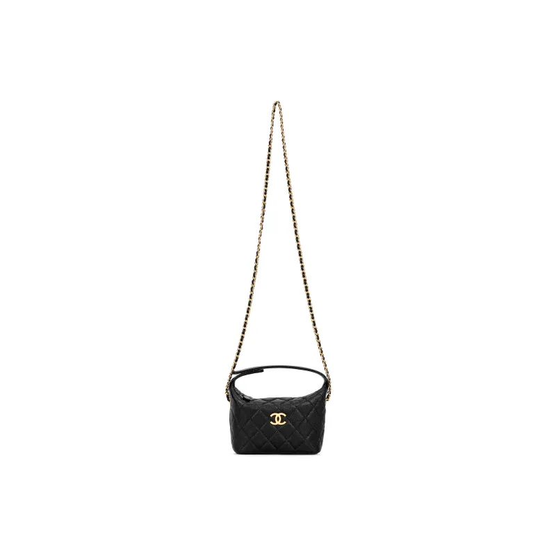 CHANEL Cow Leather Handbag Women's Black-0