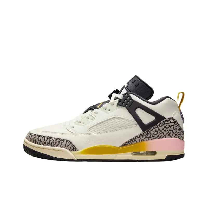 Jordan Spizike Anti Slip Wear Resistant Low Top Vintage Basketball Shoes Men's White-0