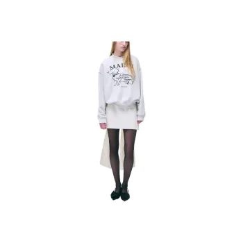 MARDI MERCREDI FW24 SWINGTHETAILDDANJIFLOWER CHOKER OATMEAL BLACK Sweatshirt Korean Style Women's Oat/Black