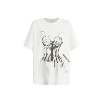 ELEVEN SLEEP Drop Shoulder Sleeve T Shirt Women's White
