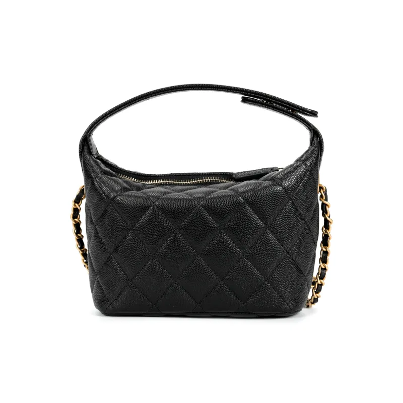 CHANEL Cow Leather Handbag Women's Black-2