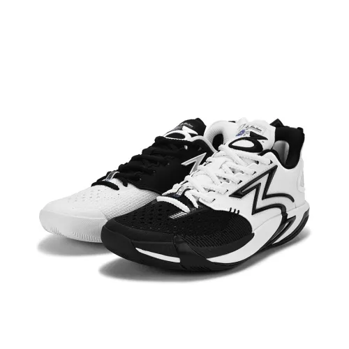 361° Cushioning Slip Resistant Support Mid Top Basketball Shoes Unisex Black White