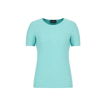 EMPORIO ARMANI Stretch Jersey Short sleeved Jumper With An Embossed Irregular Knit
