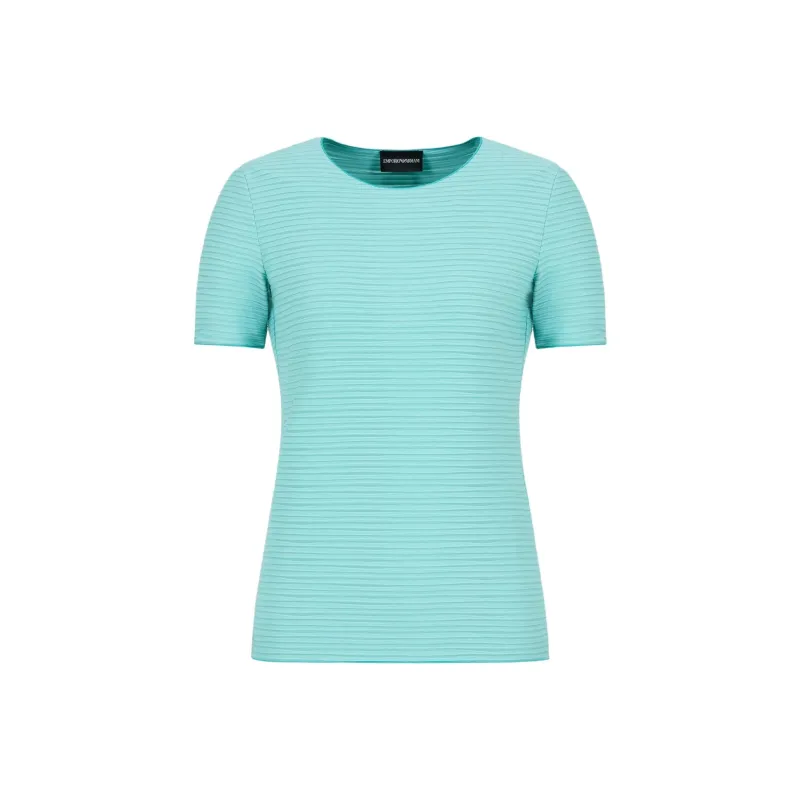 EMPORIO ARMANI Stretch Jersey Short sleeved Jumper With An Embossed Irregular Knit-0