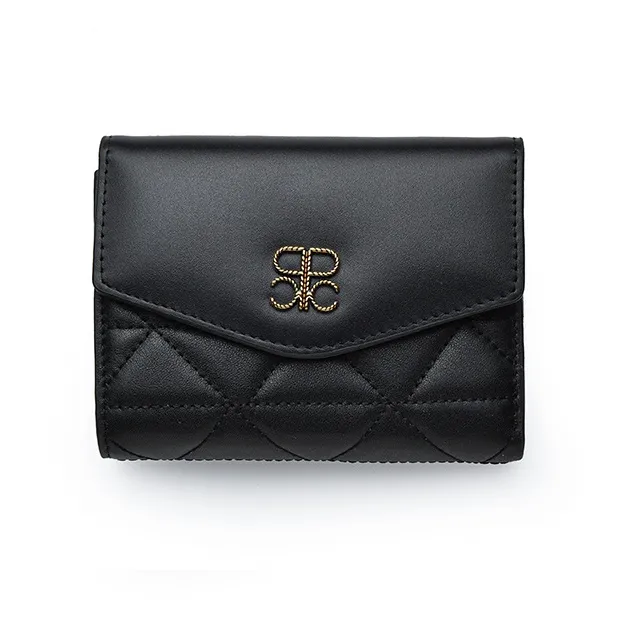 PIERRE CARDIN Cow Leather Wallet Regular Women's Black/Pink-0