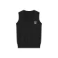 Black Knitted Fabric Sweater Tank Top with S Letter Badge