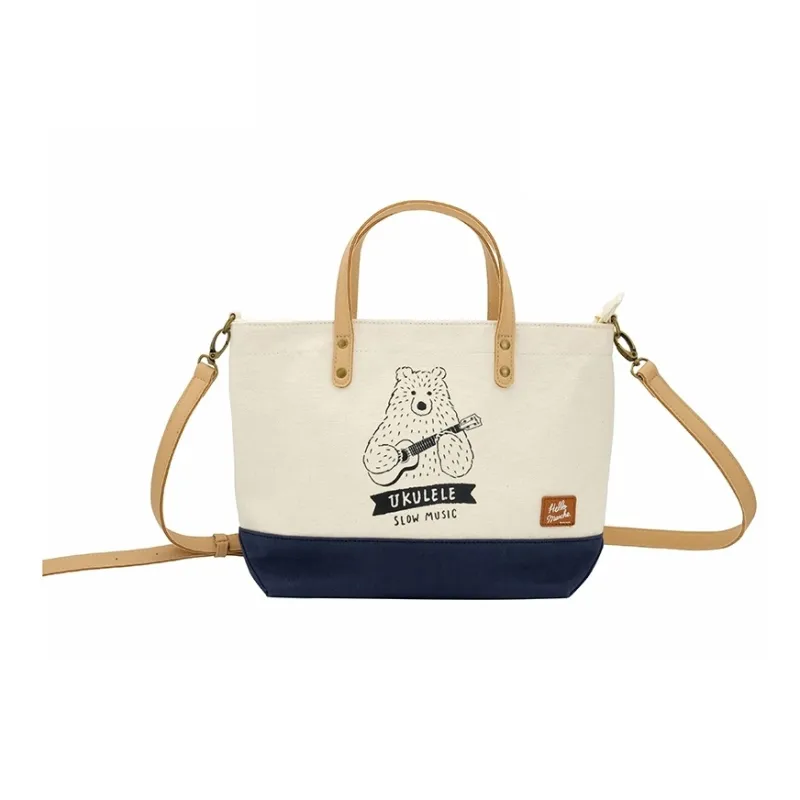 Hello Marche Canvas Bag, Crossbody Handbag Regular Unisex Army Green/Navy Blue-3