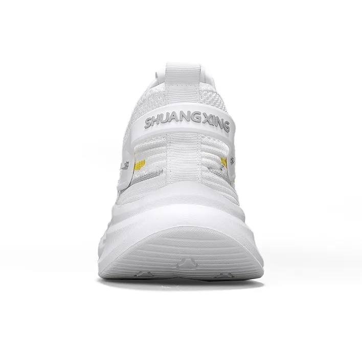 Binary Cushioning Rebound Height Increasing Lightweight Breathable Low Top Running Shoes Men's White-3