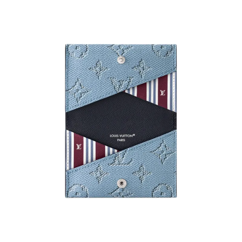 LOUIS VUITTON SLIM Monogram Heritage Coated Canvas Bag Card Holder Unisex Blue-3