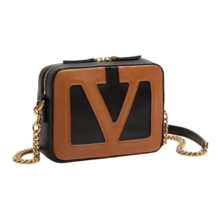 Valentino Sheepskin Shoulder Bag, Crossbody Bag Trumpets Women's Black & Brown-1