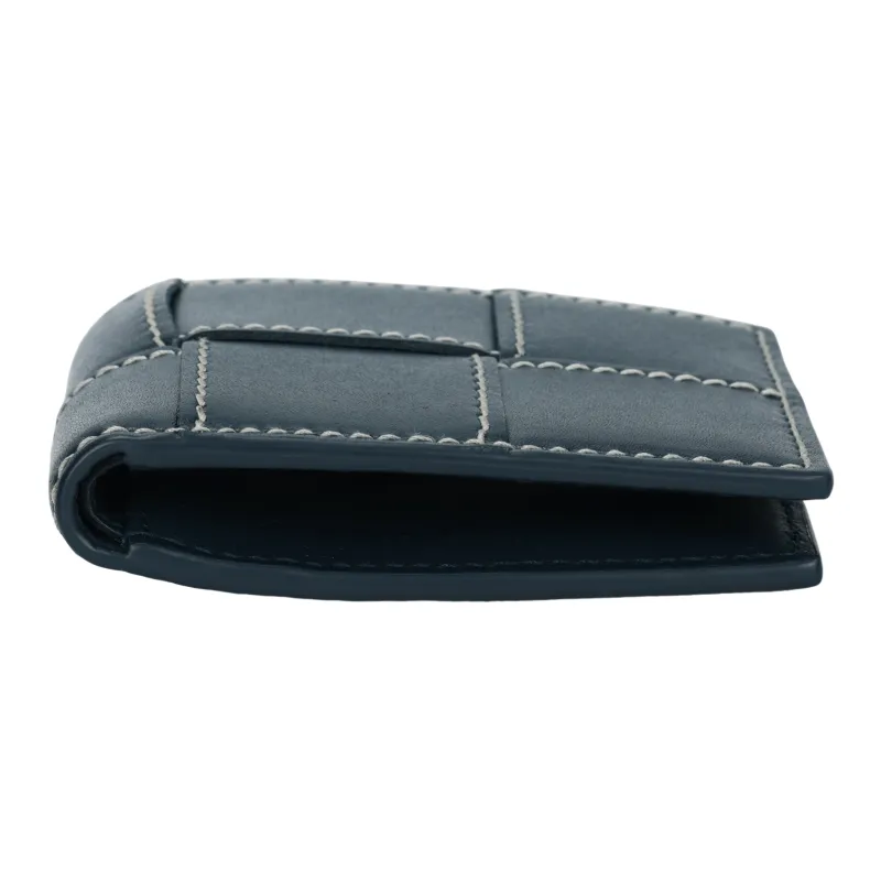 Bottega Veneta Cow Leather Wallet Men's Dark Blue & Natural-3
