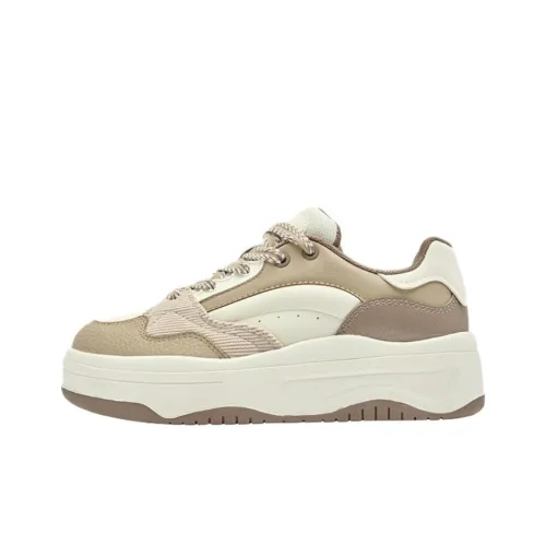 QIAODAN Anti Take Wear Resistant Low Top Skateboard Shoes Women's White Brown