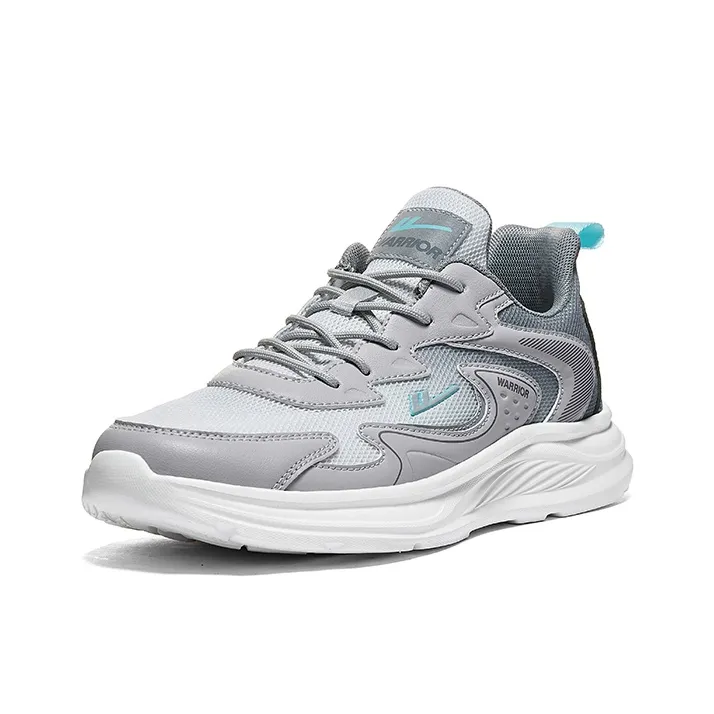 Warrior Wear resistant, Lightweight, Breathable, And Non slip. Low Top Casual Running Shoes Men's Gray White-1