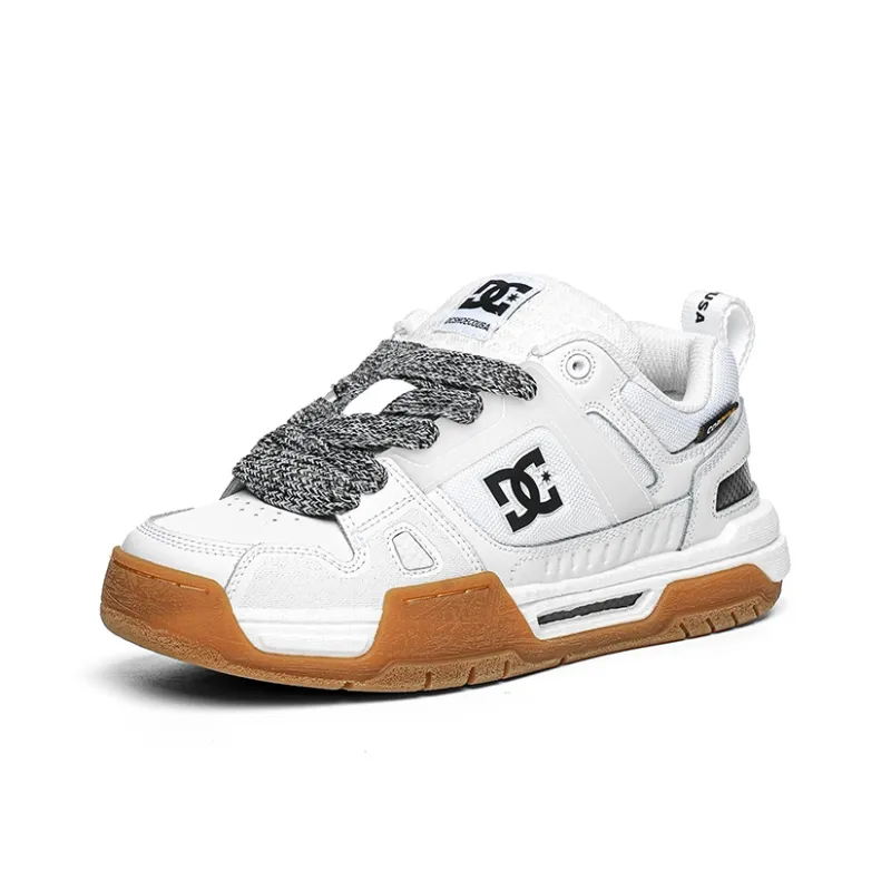 DC Shoes STAG Anti Slip And Wear Resistant Height Increasing Low Top Couple Skateboard Shoes Unisex White/Gray-1