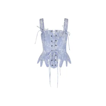 Selkie Collection SS25 Camisole Women's Azure With White Rose Print