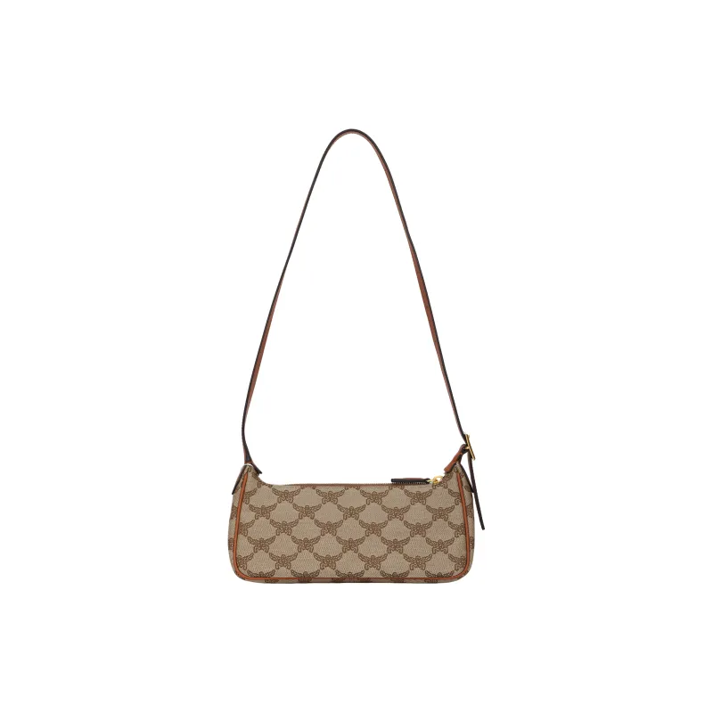 MCM Aren Jacquard Shoulder Bag Shoulder Bag Small Size Women's Beige-5