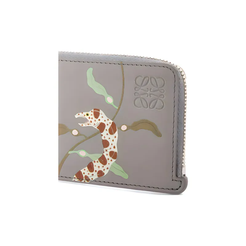 LOEWE Suna Fujita Collaboration Satin Calfskin Card Holder Men's Pearl Gray-3