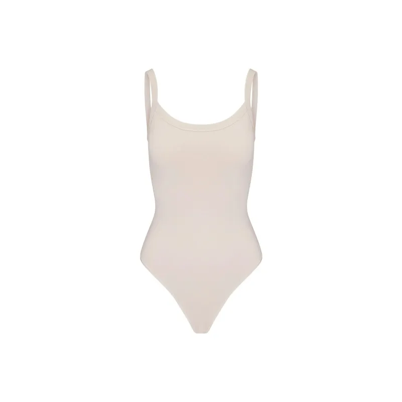 SKIMS COTTON JERSEY SCOOP NECK BODYSUIT Jumpsuit Women's Stone/Stone Color-0
