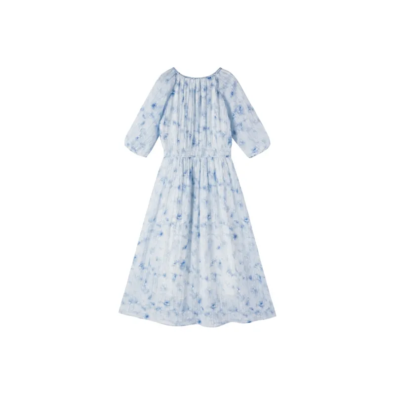 XIANGYING Short Sleeved Dress Women's Sky Blue-1