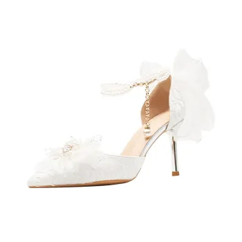 AJPAP Slim Heel High Heels Women's Ecru