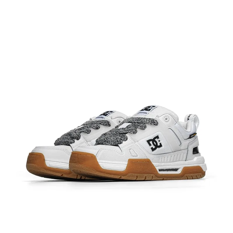 DC Shoes STAG Anti Slip And Wear Resistant Height Increasing Low Top Couple Skateboard Shoes Unisex White/Gray-2