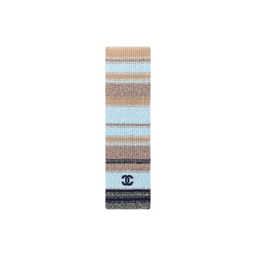 CHANEL Cashmere Knit Scarves Women's Blue
