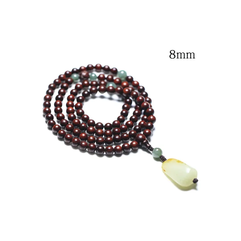 HANCANG Small Leaf Red Sandalwood Bead Chain Unisex-6