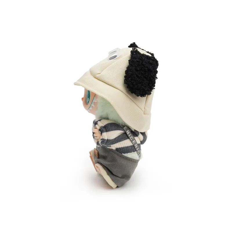 [Modified Doll] POP MART Labubu THE MONSTERS Sitting Party Collection, Confirmed, Denim Puppy, Cute Hang Tag Box 15cm-1