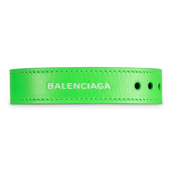Balenciaga Grain Leather Bracelets Unisex Green-1